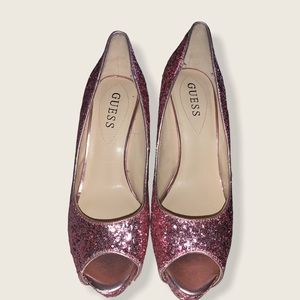 Pink sparkly guess stilettos